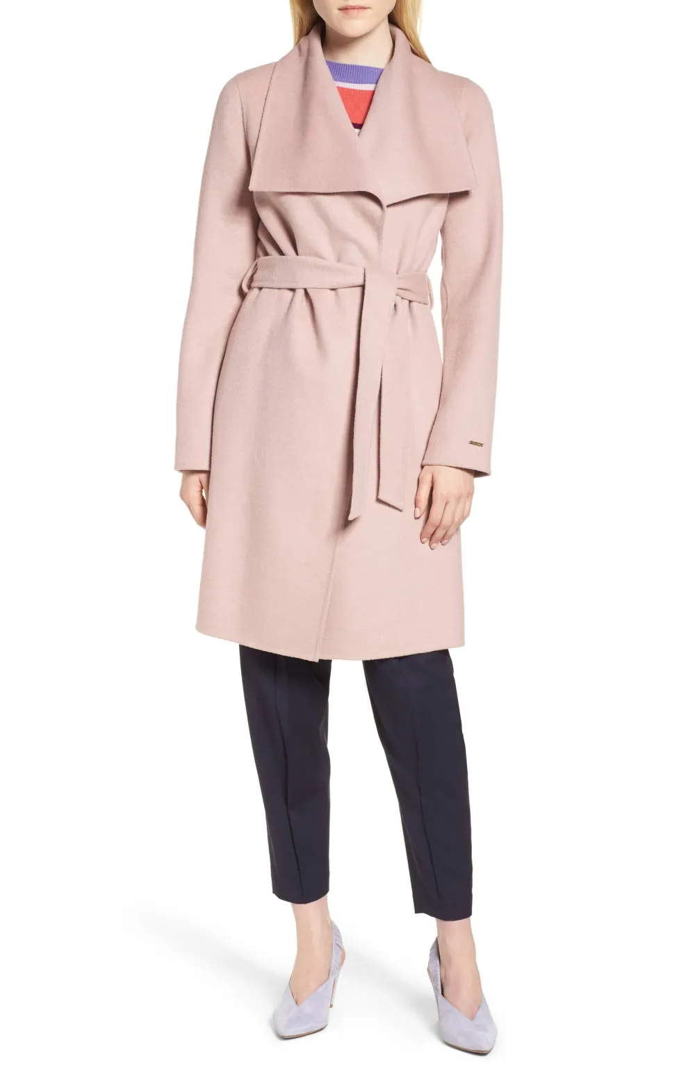 Tahari Ellie Double Face Wool Blend Wrap Coat