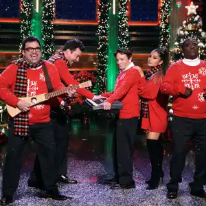 Ariana Grande Recreates "I Wish It Was Christmas Today' With Jimmy Fallon and His Former 'SNL' Cast Members