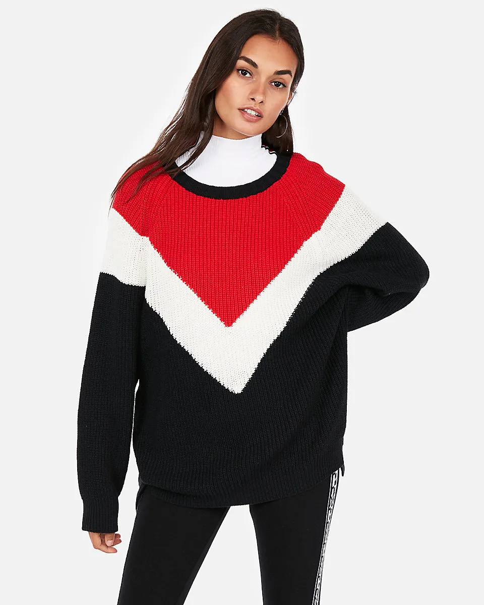 chevron crew neck sweater