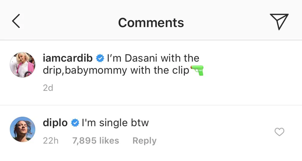 Diplo Leaves a Flirty Comment on Cardi B&rsquo;s Instagram After Her Split