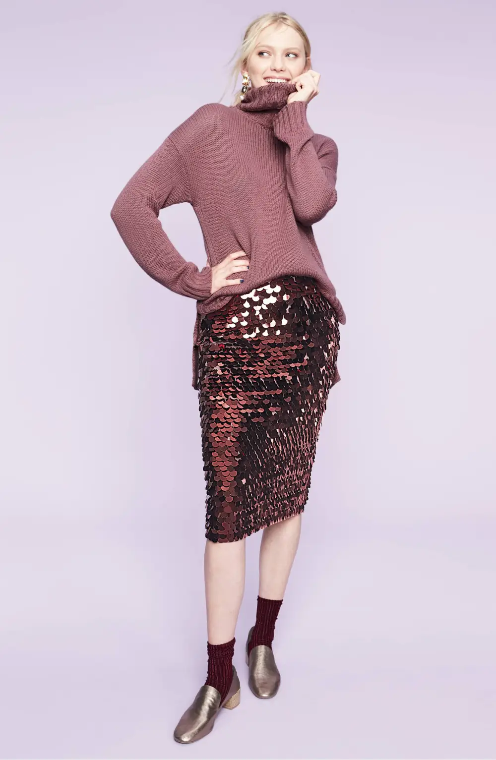 halogen pailette pencil skirt