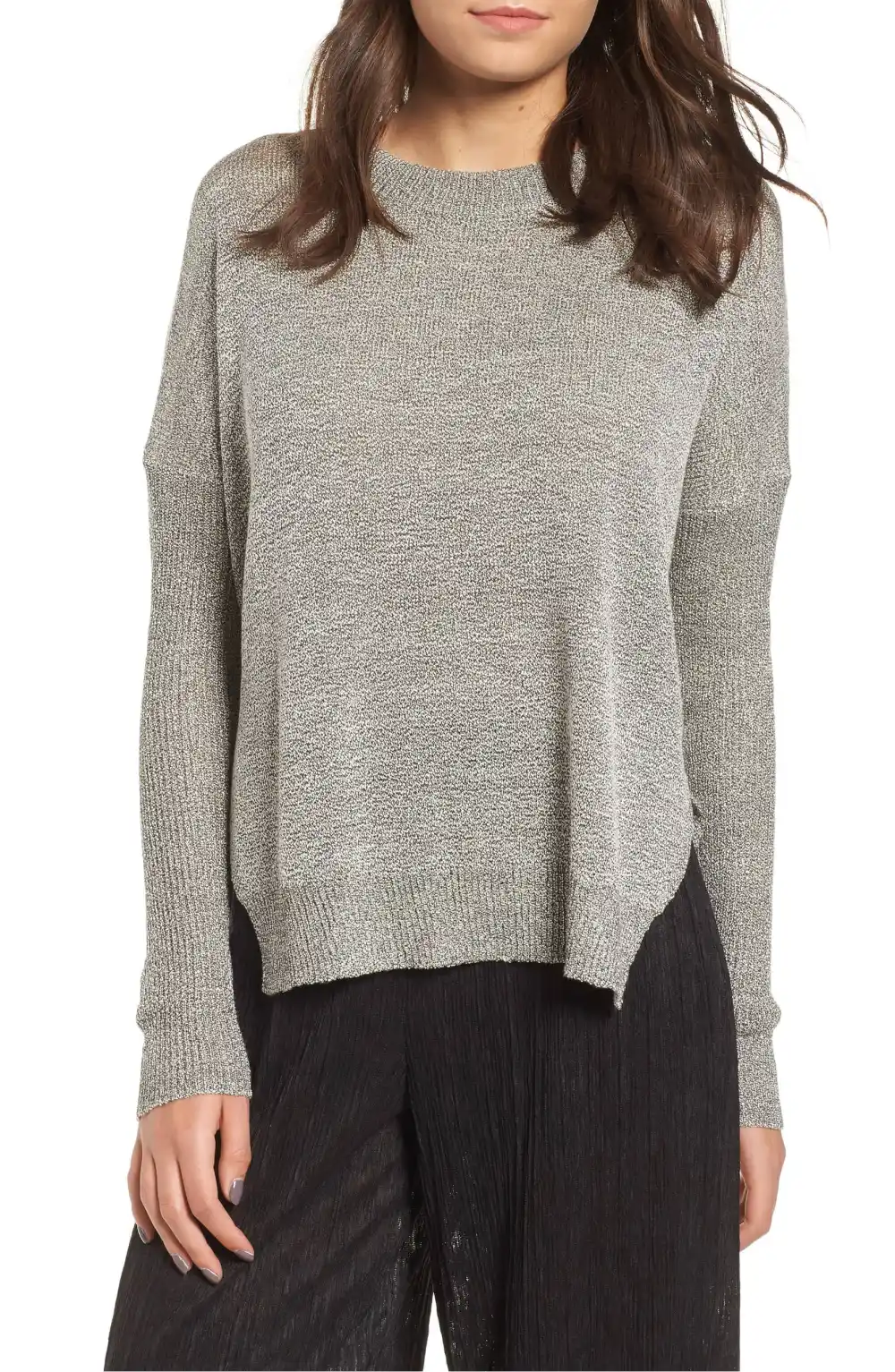 all in favor split hem sweater