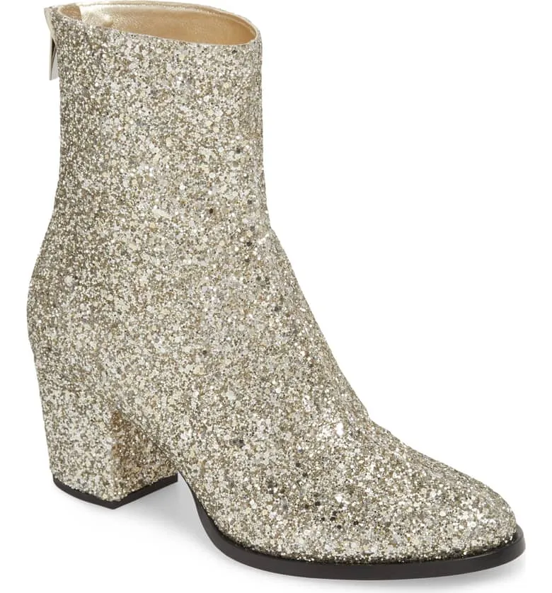 glitter jimmy choo block heel bootie