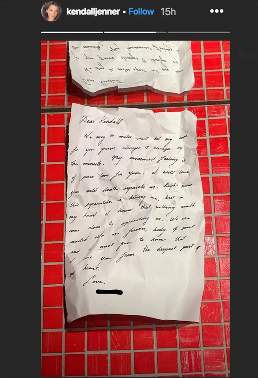 letter kendall jenner harry styles