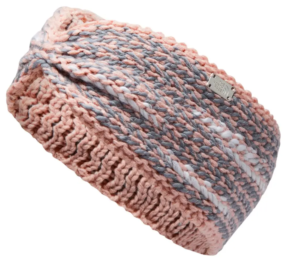 pink grey and white knit headwrap by northfae