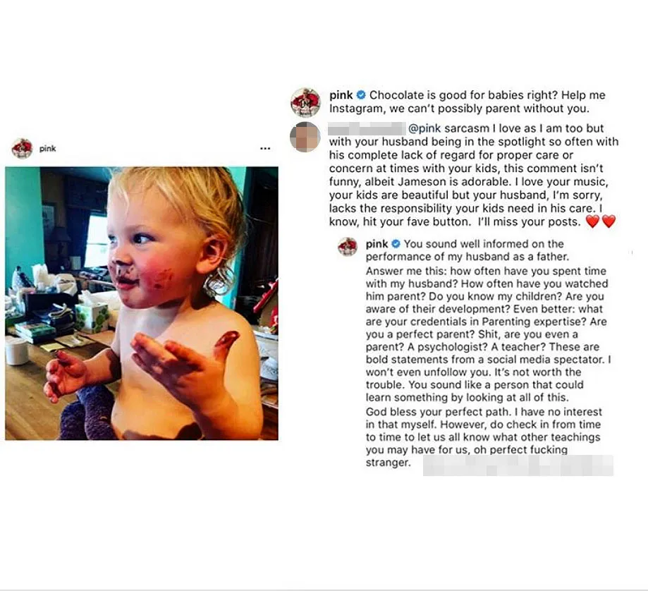 Pink and Carey Hart&rsquo;s Parenting Skills Are Questioned &mdash; and She Responds