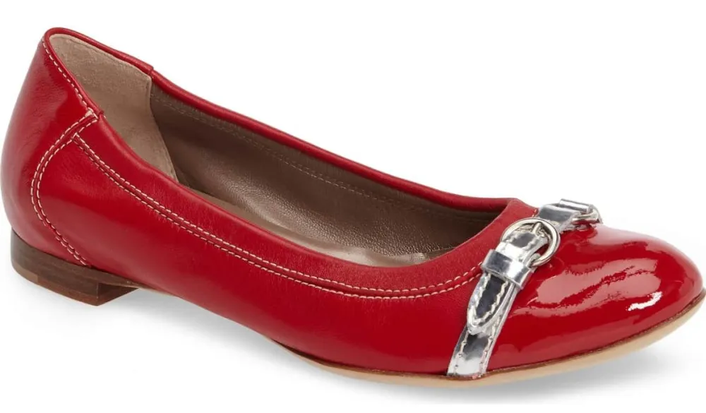 red agl cap toe ballet flat