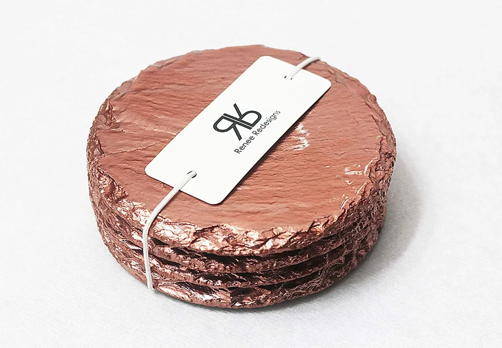 rose gold handmade coasters