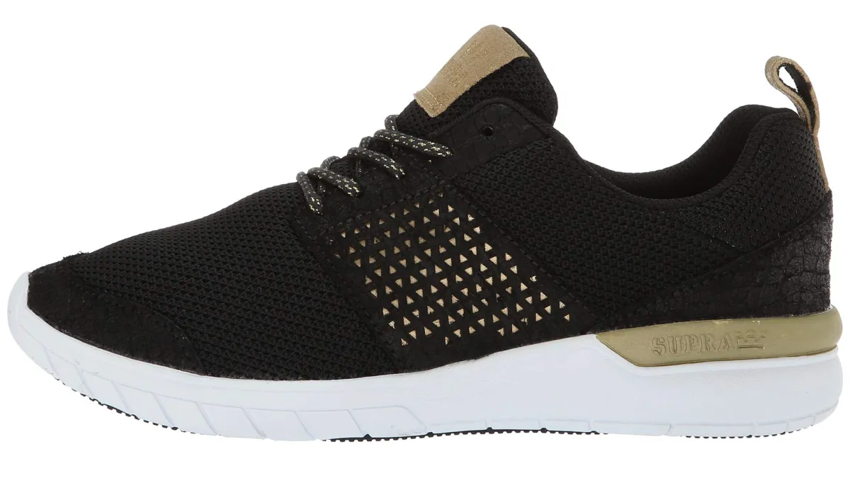 supra sneaker in black gold and white