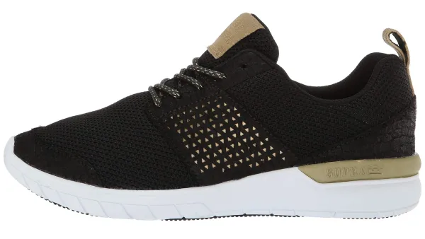 supra sneaker in black gold and white