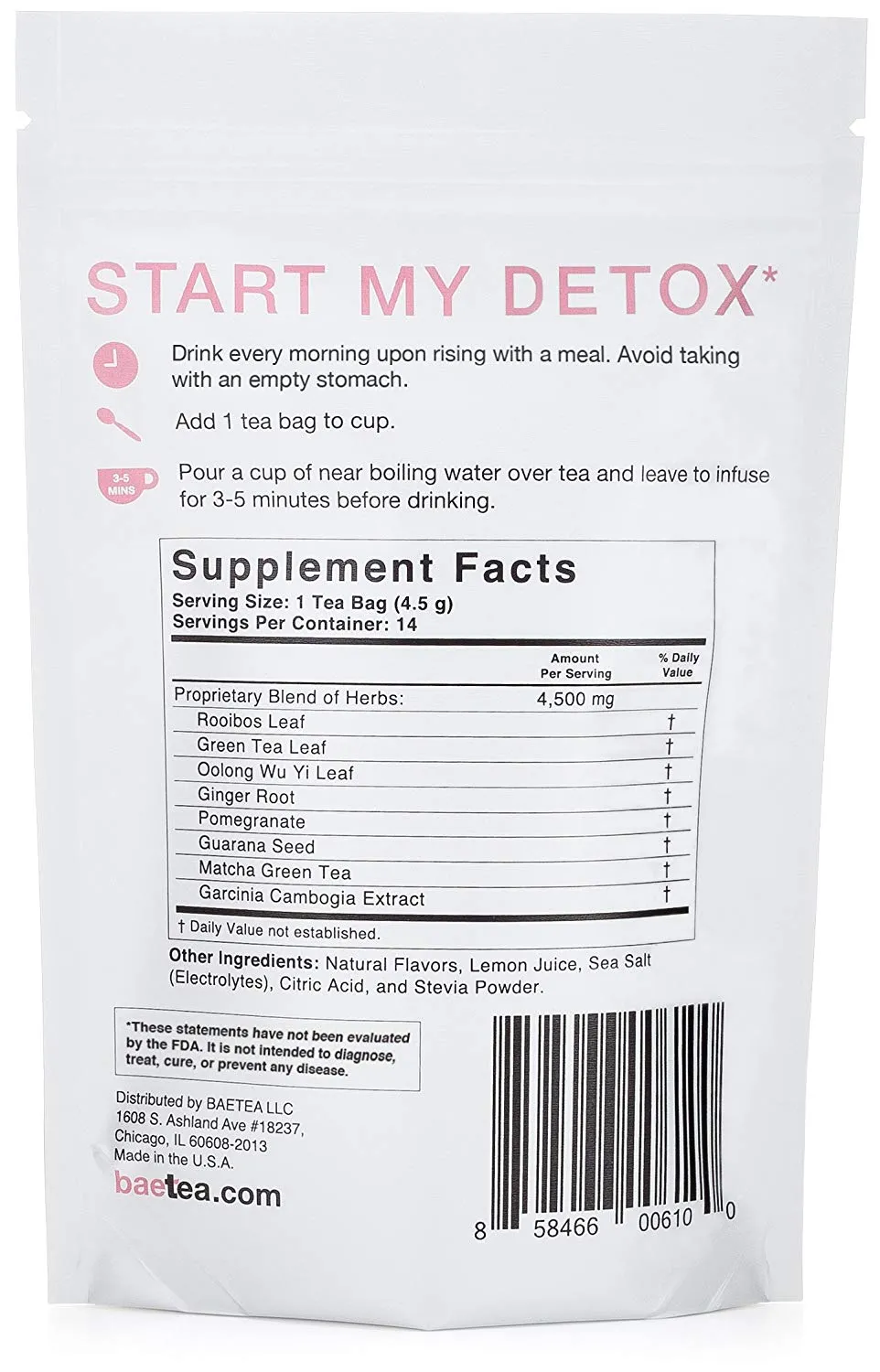 Baetea 14-Dat Teatox Detox Herbal Tea Supplement