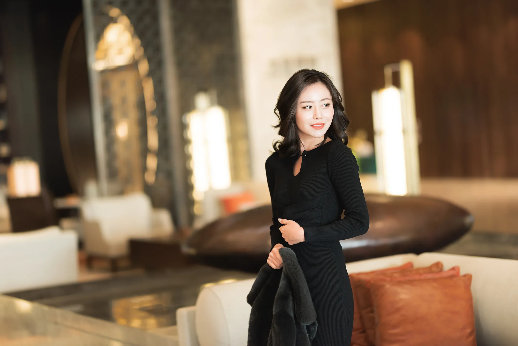 woman in little black dress