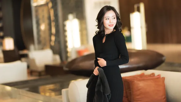 woman in little black dress