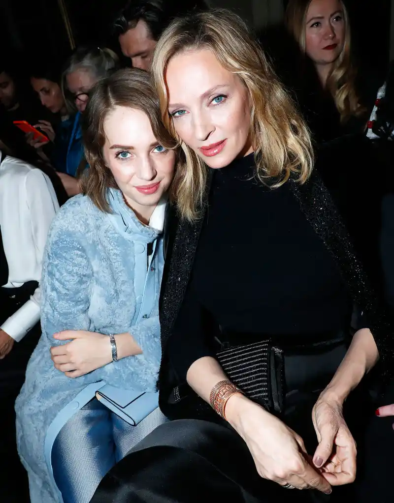 Uma Thurman Maya Hawke Mother Daughter Twinning Paris Fashion Week