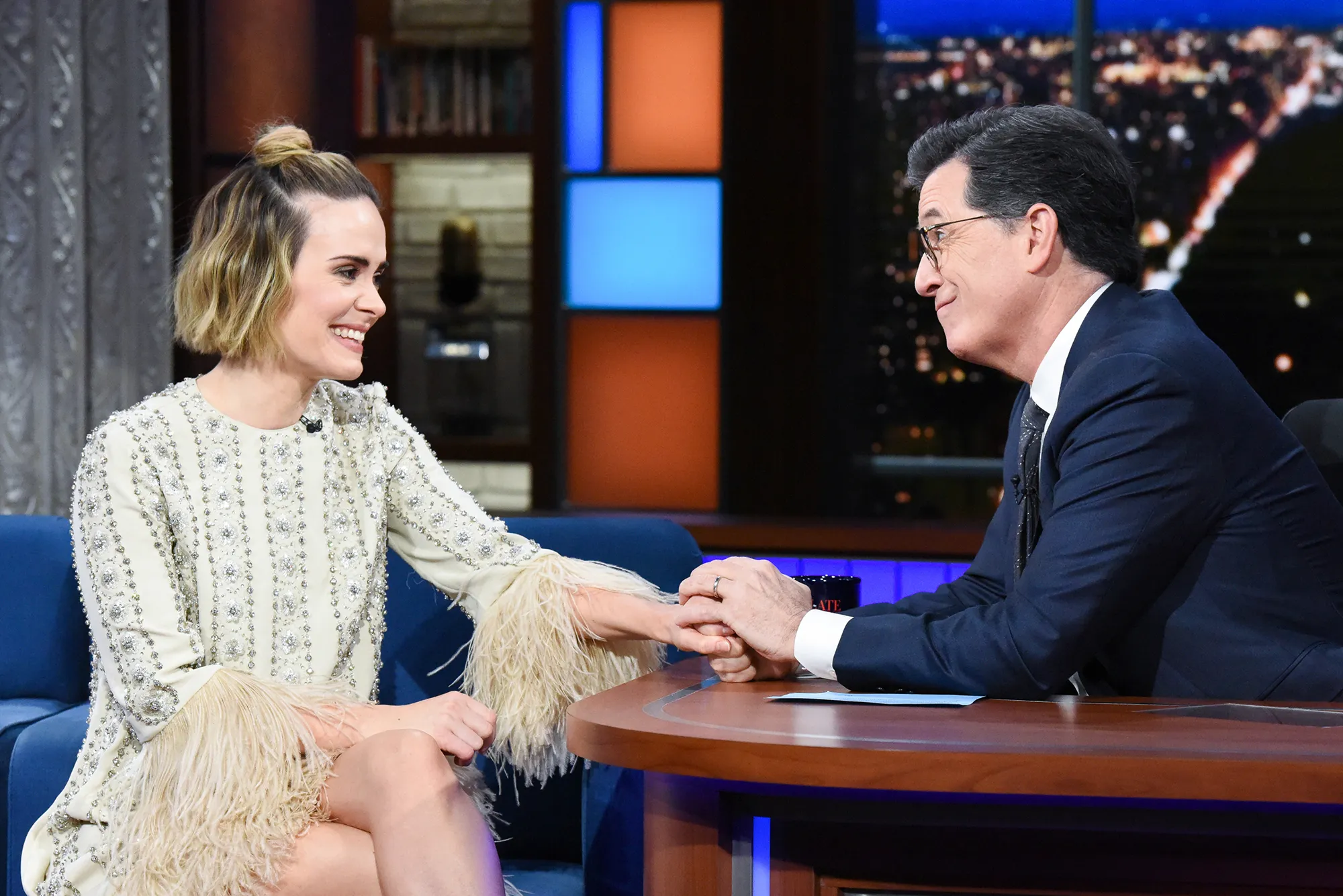 Sarah Paulson Tells Stephen Colbert She Has Not Seen 'Bird Box' Yet: 'I Don't Watch Anything I Do'