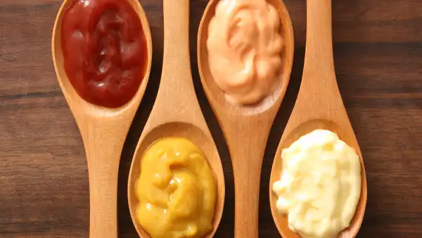 Spoons with various condiments