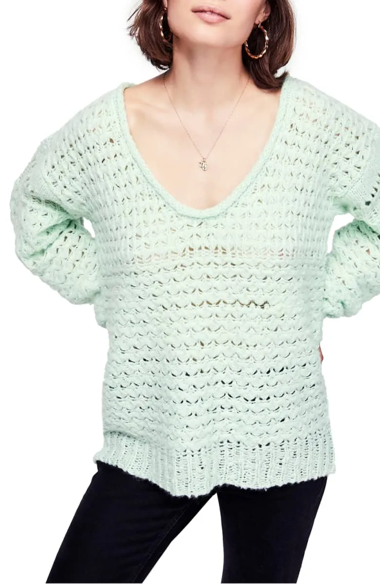 mint green free people sweater