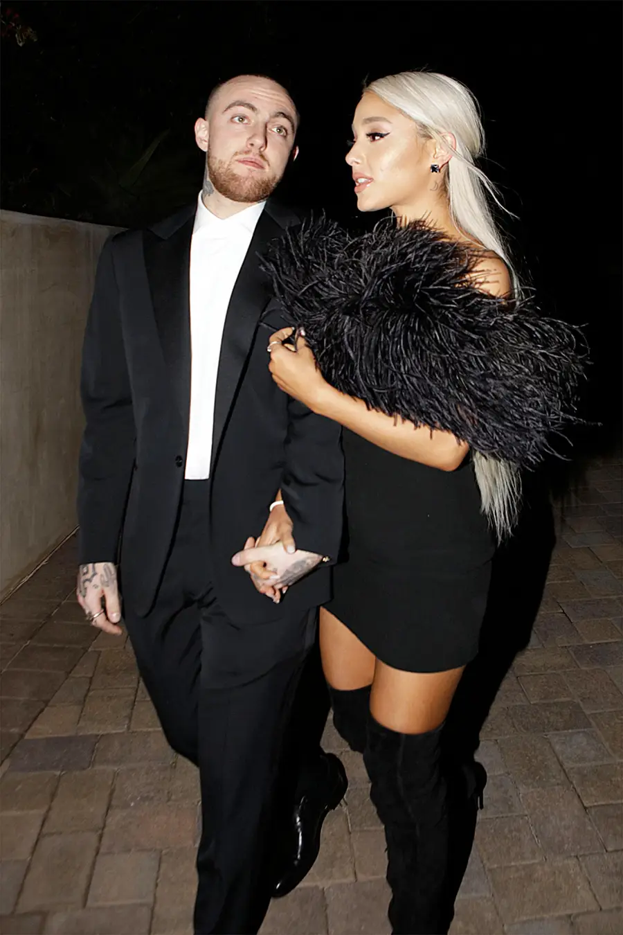 Rapper Mac Miller and singer Ariana Grande are seen attending an Oscar party on March 4, 2018 in Los Angeles, California.