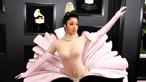Cardi B's Grammy Look Was Filled With Throwback Fashion and Crystal Nails