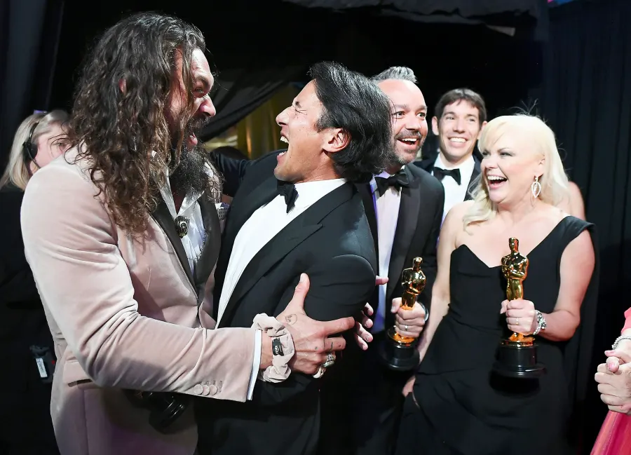 Oscars 2019 Backstage Jason Momoa Jimmy Chin