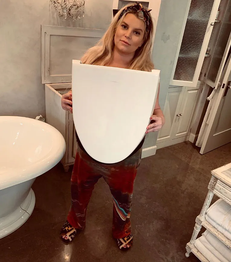 Pregnant Jessica Simpson Issues Warning After Breaking Her Toilet Seat in Hilarious Pic