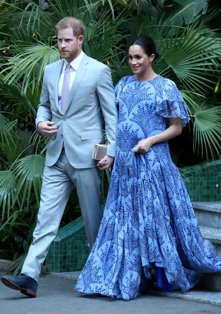 Pregnant Duchess Meghan Stuns in Blue With Prince Harry on Their Last Day in Morocco: Photos