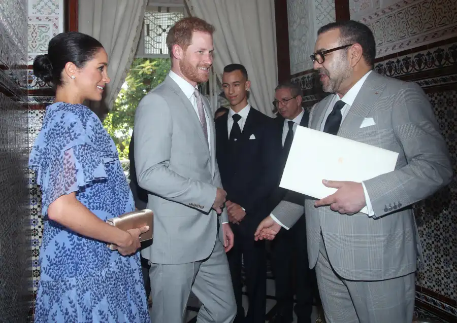 Pregnant Duchess Meghan Stuns in Blue With Prince Harry on Their Last Day in Morocco: Photos