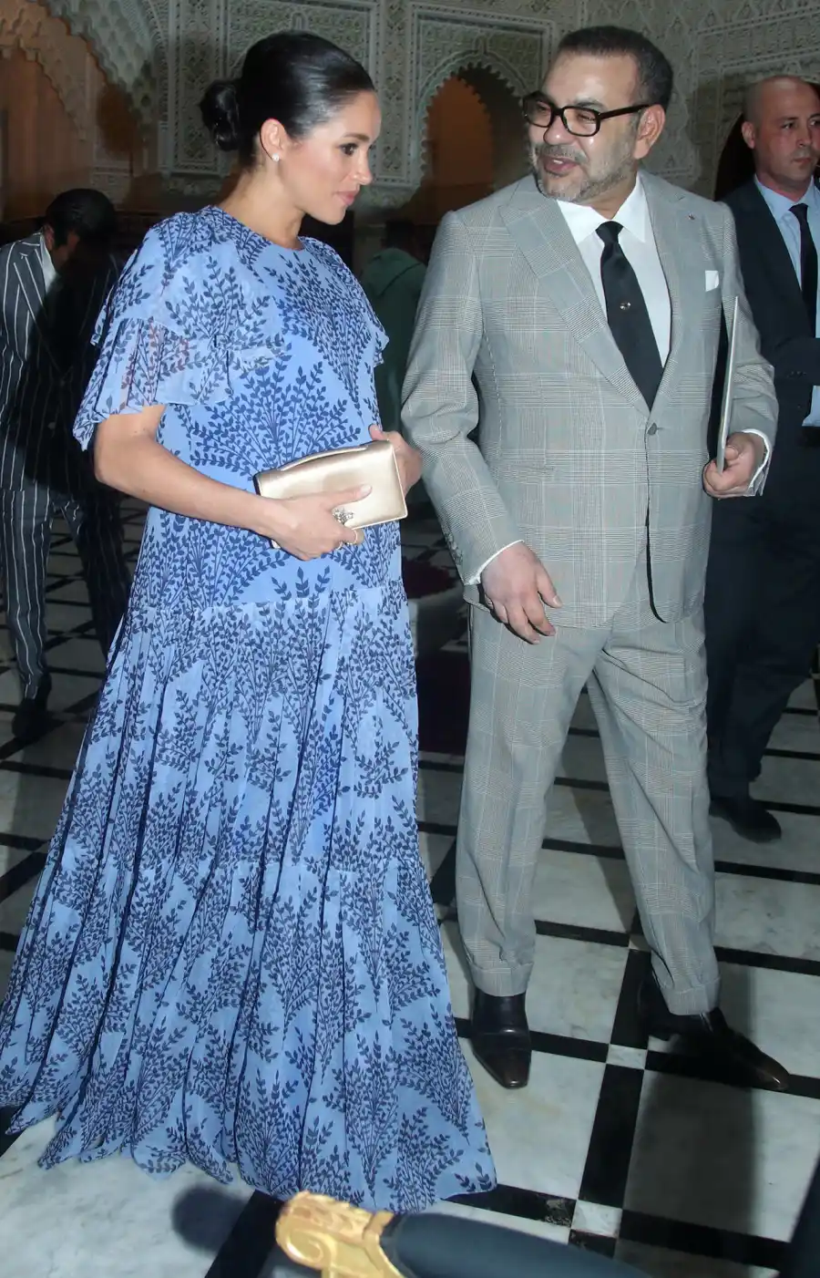 Pregnant Duchess Meghan Stuns in Blue With Prince Harry on Their Last Day in Morocco: Photos