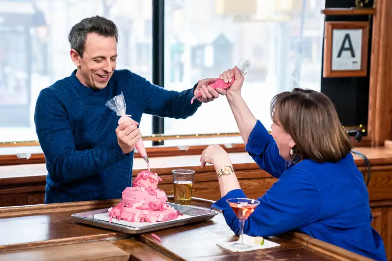 Seth Meyers Went Day Drinking With Ina Garten and Drunkenly Made Her a Cake: ‘I Prepared Something Special’