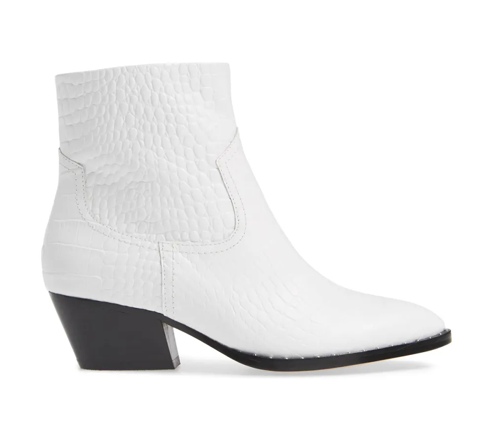 Something Navy Croc Bootie White