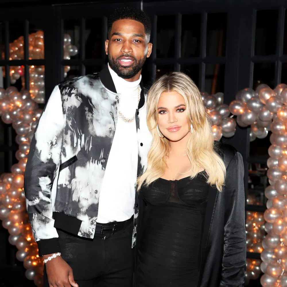 Tristan Thompson and Khloe Kardashian birthday party pregnant blonde hair