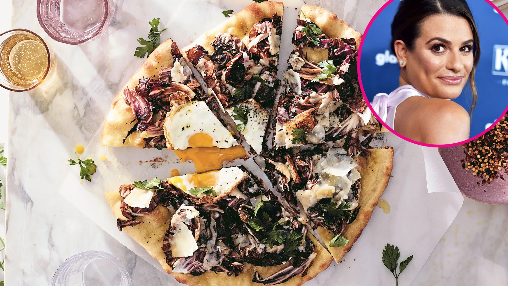 Lea Michele’s Shaved Radicchio, Parmesan and Truffle Pizza
