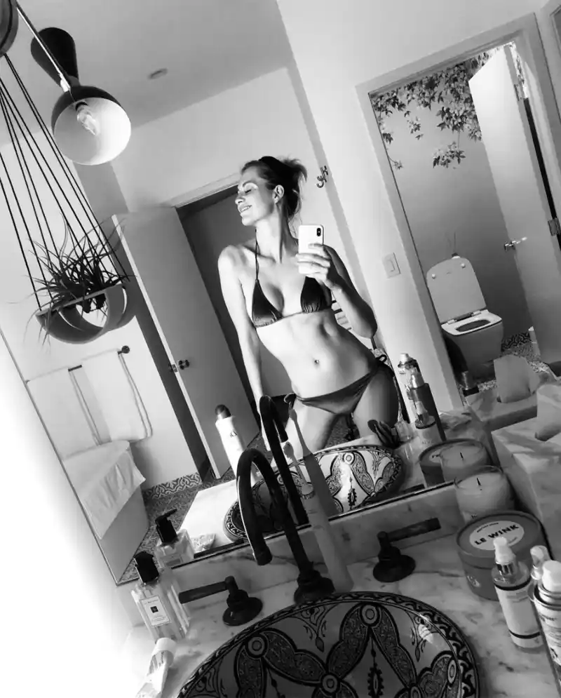 Poppy Delevingne The socialite clearly enjoyed some fun in the sun with a weekend in L.A., which she documented with a bikini mirror selfie on her Instagram feed on Monday, April 1. “Le weekend. 💚🌴💚,” she captioned the cute pic.