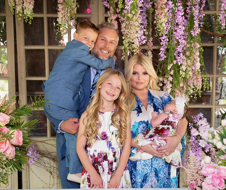 Jessica Simpson Cradles New Baby Birdie in Easter Family Photo
