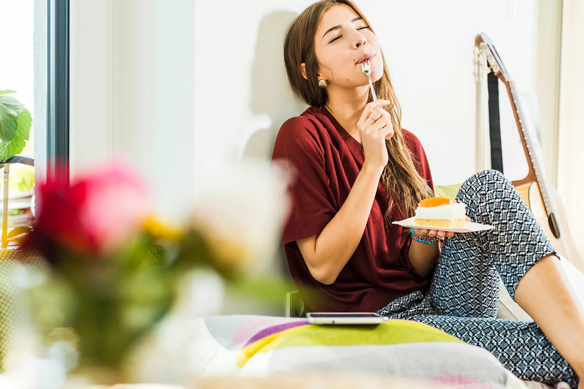 Woman Eating Cake