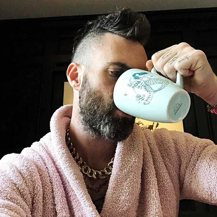 Adam Levine Pink Robe Just Like Us Fridays