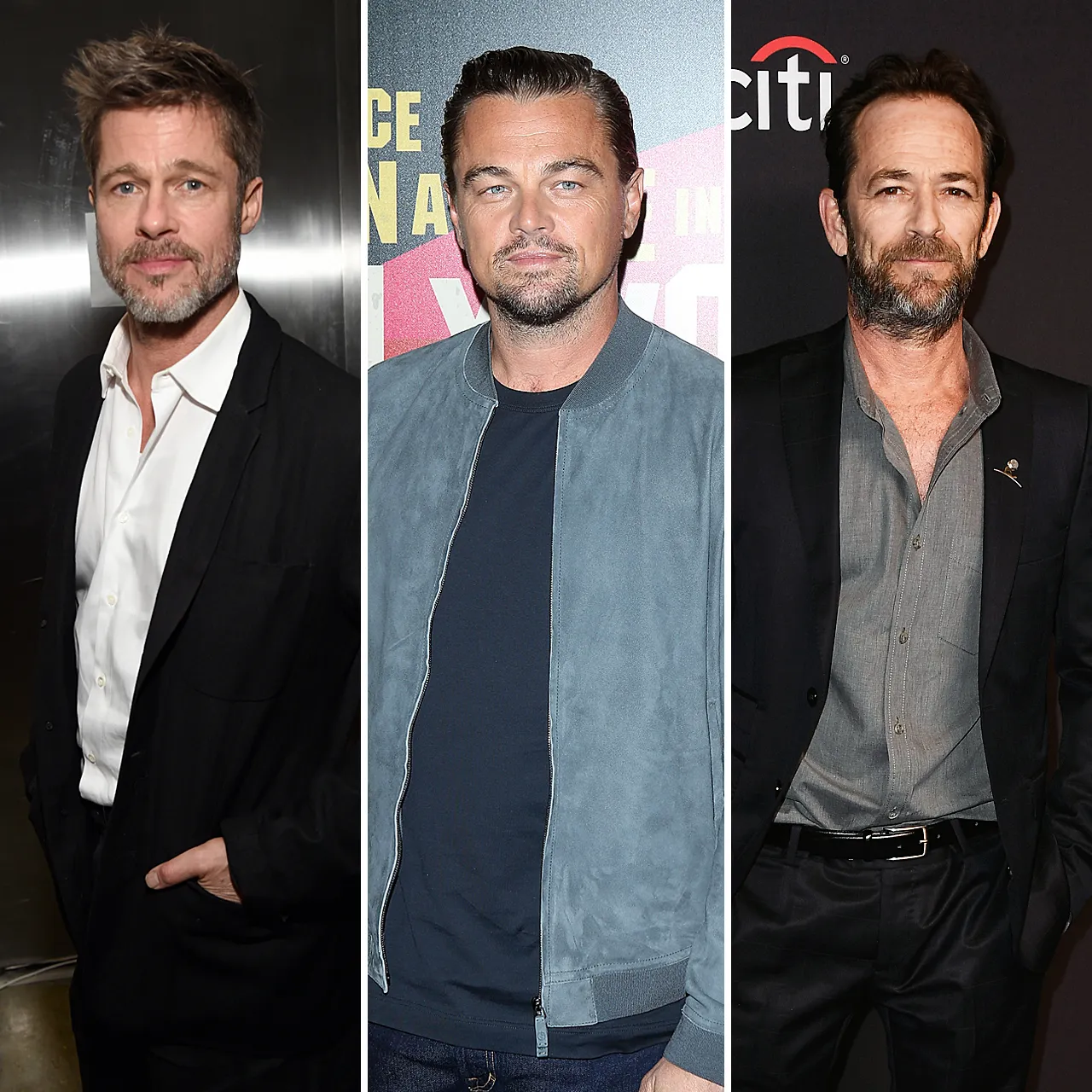 Brad Pitt Leonardo DiCaprio Luke Perry Set