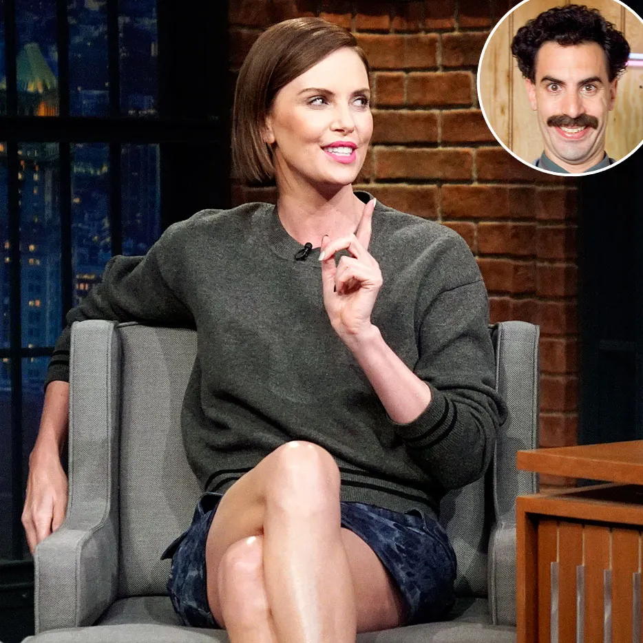 Charlize Theron Borat Laughing Hospital Late Night with Seth Meyers