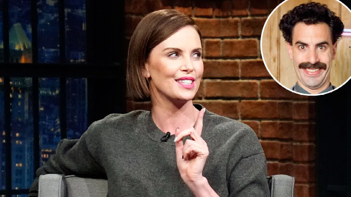 Charlize Theron Borat Laughing Hospital Late Night with Seth Meyers