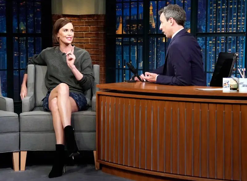 Charlize Theron Borat Laughing Hospital Late Night with Seth Meyers