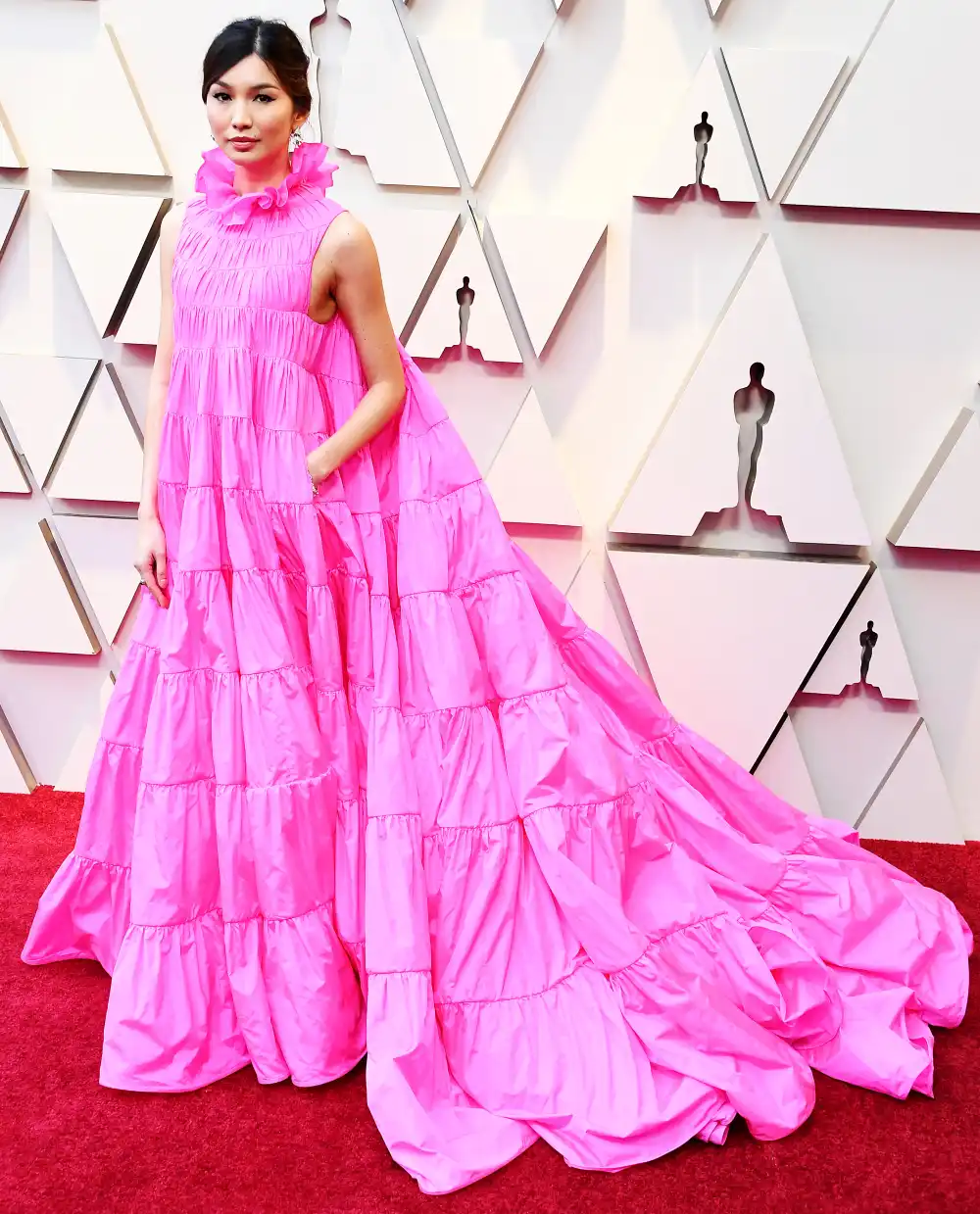 Gemma Chan Loves Red Carpet Dress With Pockets