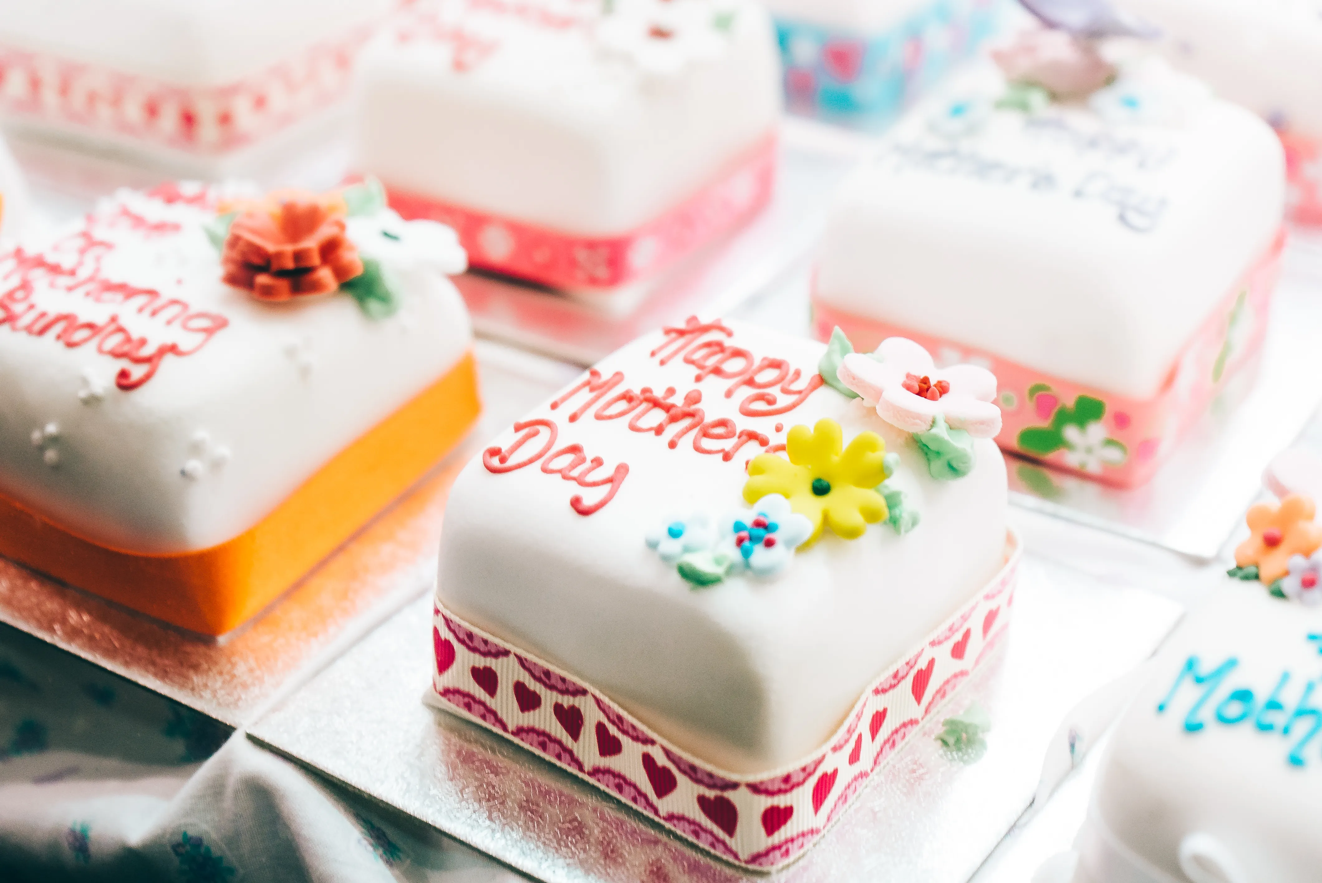 Marzipan decorated cakes prepared for Mother's day