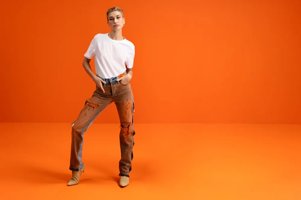 Hailey Bieber Levi's x Heron Preston Denim Campaign
