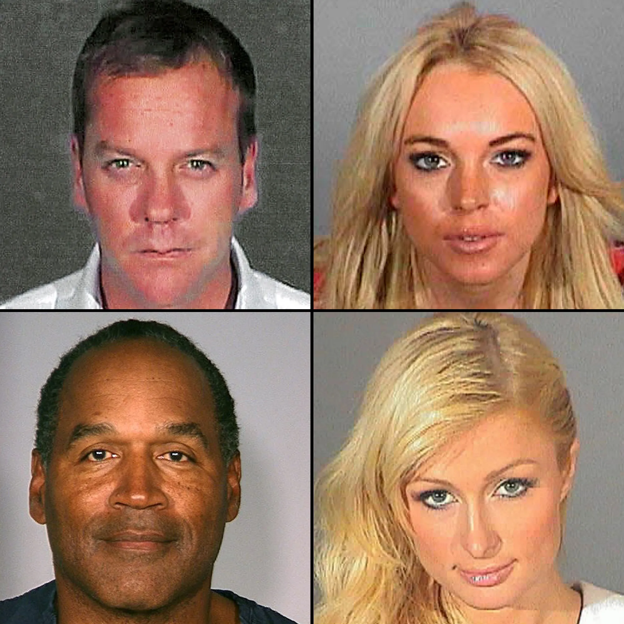 Kiefer Sutherland Lindsay Lohan OJ Simpson Paris Hilton Mugshots