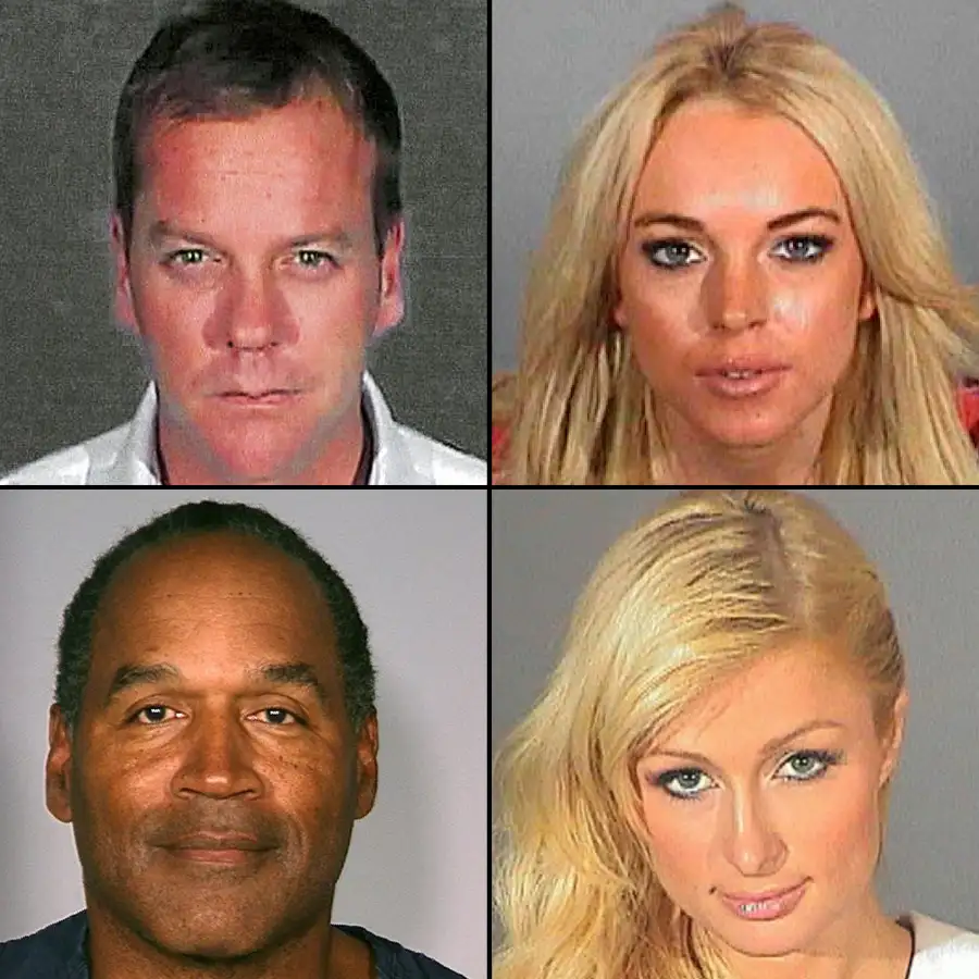Kiefer Sutherland Lindsay Lohan OJ Simpson Paris Hilton Mugshots