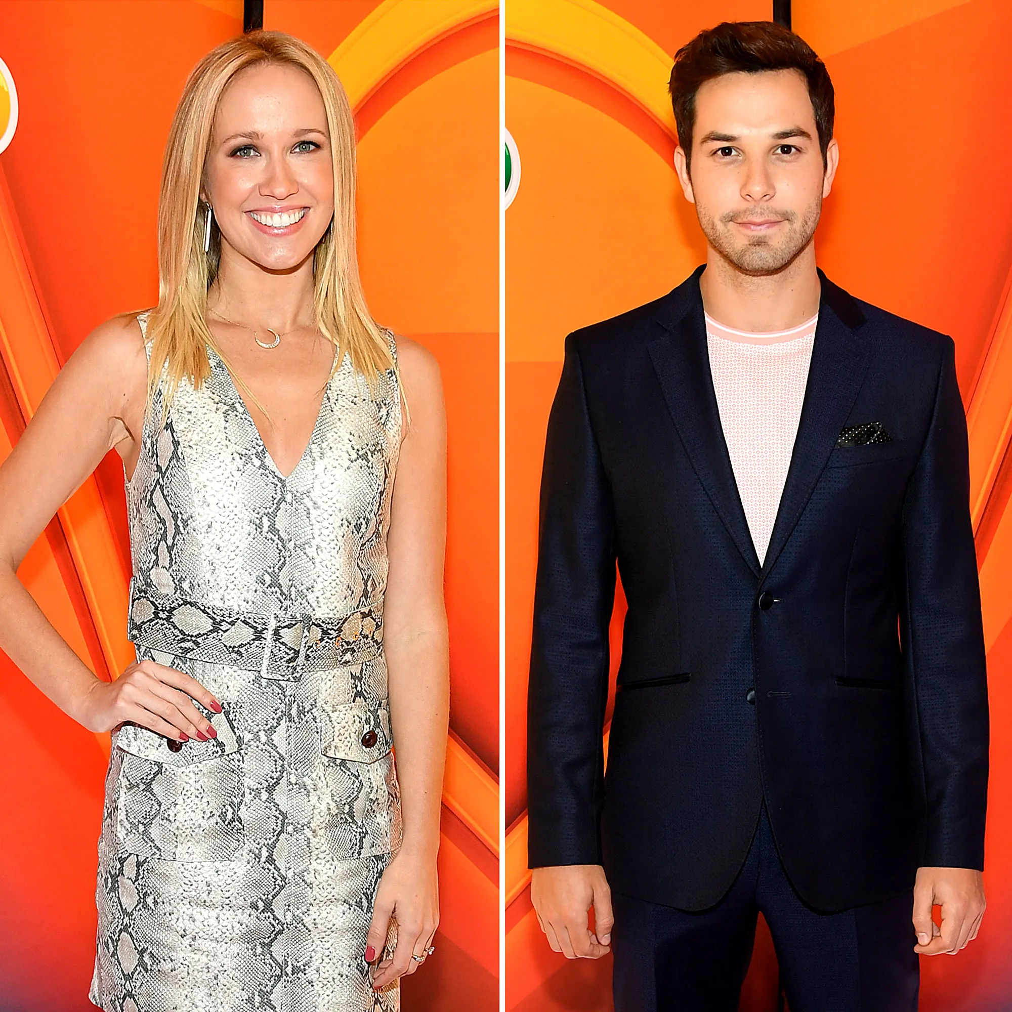 Anna Camp Skylar Astin Almost Run Into Each Other NBC Upfronts
