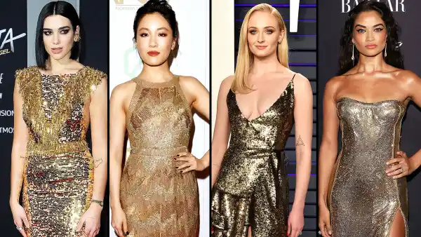stylish gold Dua Lipa, Constance Wu, Sophie Turner, and Shanina Shaik