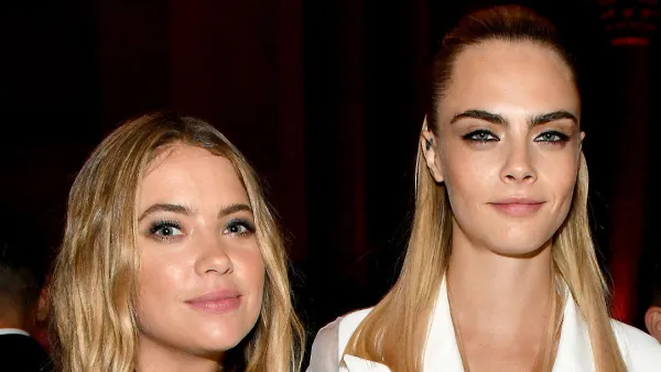 Ashley Benson Wearing A Black Lace Top and Cara Delevingne Wearing A White Blazer