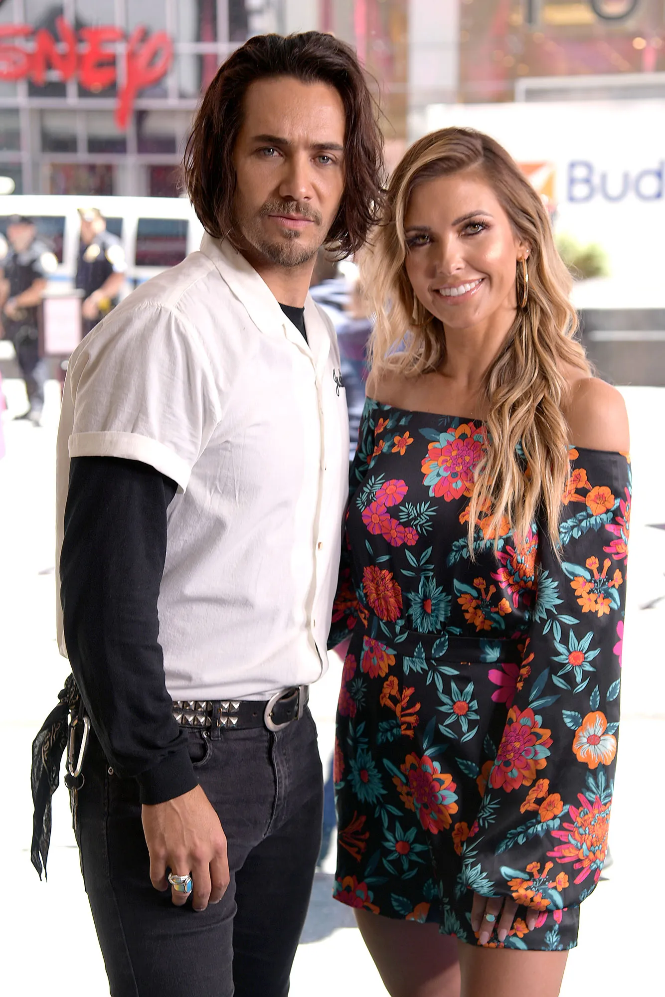 Audrina-Patridge-Flirts-With-Justin-Bobby-Brescia-To-Help-Get-Through-Her-Divorce-Flower-Dress Black Studd Belt