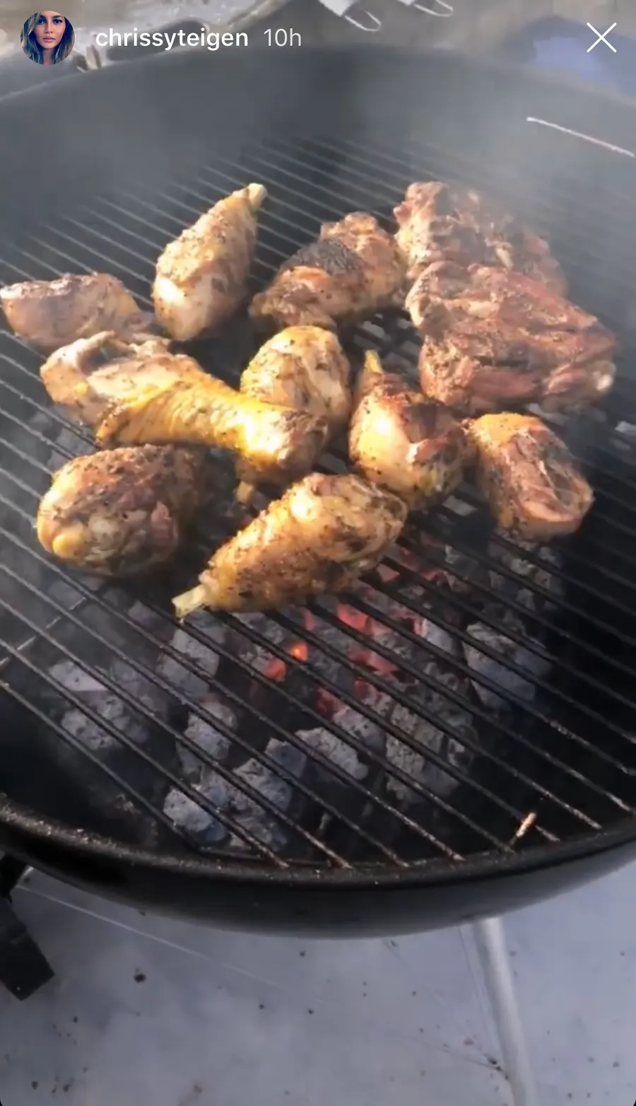 Chrissy Teigen Instagram Chicken on the Grill European Vacation